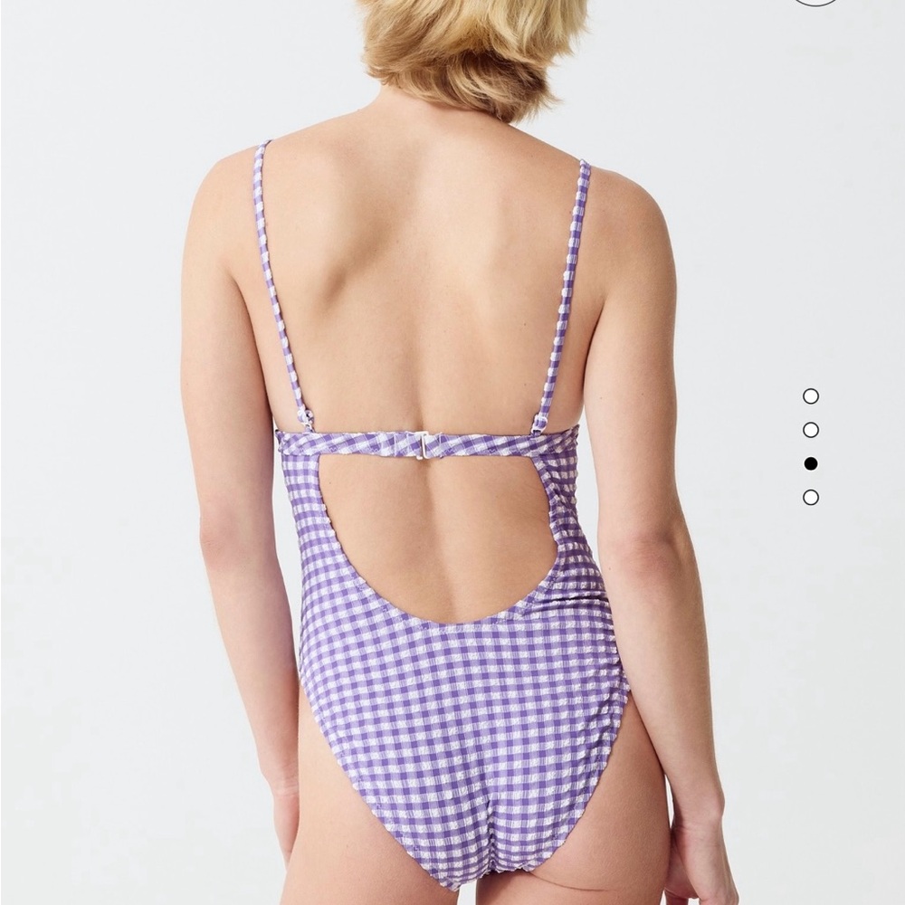 J. Crew Purple Gingham One Piece Swimsuit - Picture 2 of 5